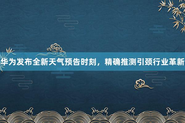 华为发布全新天气预告时刻，精确推测引颈行业革新